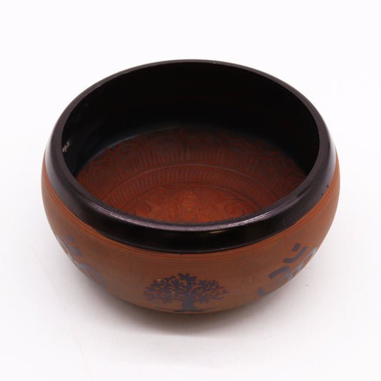 Earth Powder Singing Bowl - Clay Om Buddha - 16cm