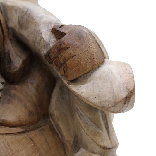 Happy Buddha Bring Wood - Whitewash 30cm
