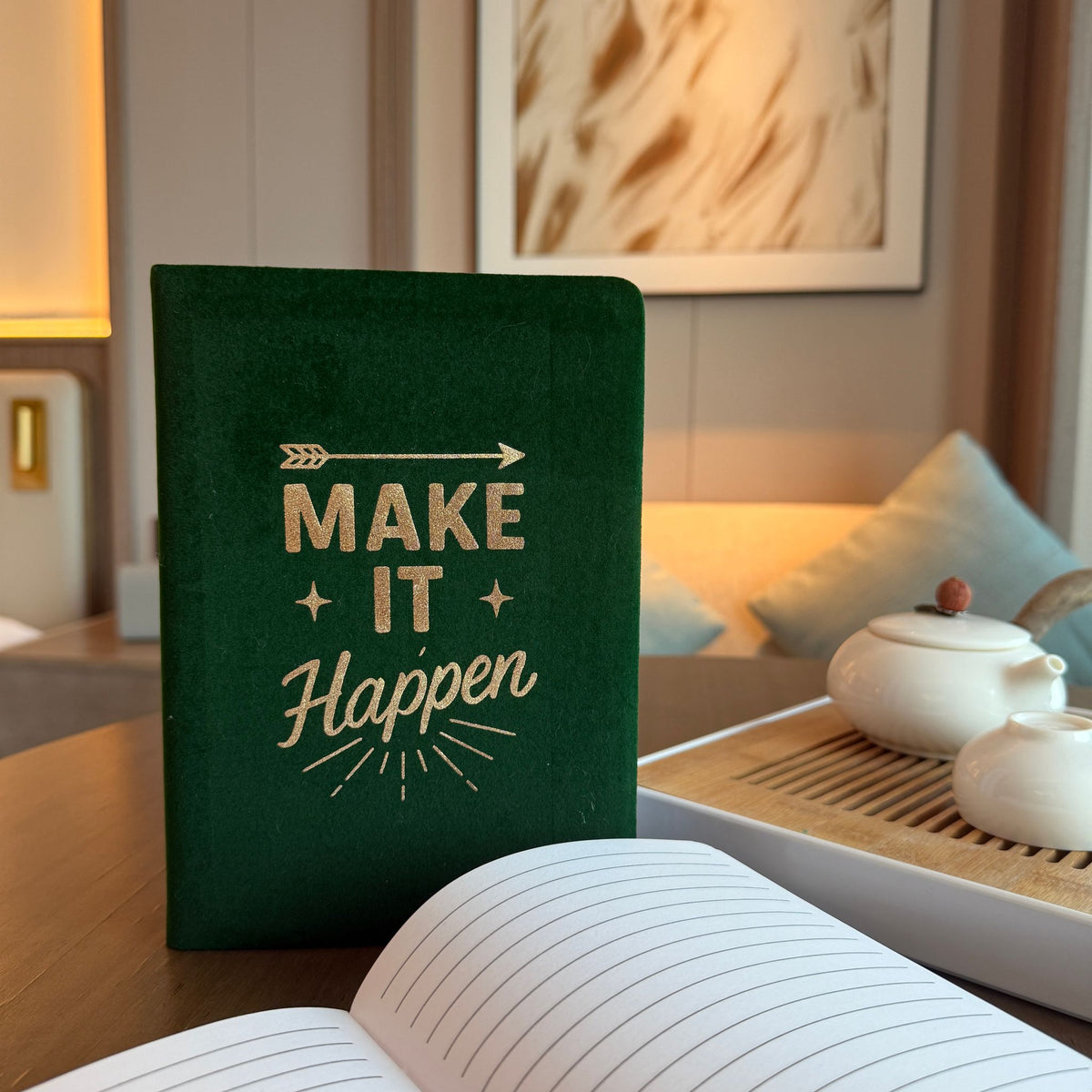 Dark Green Velvet Notebook - 80 pages - Make It Happen