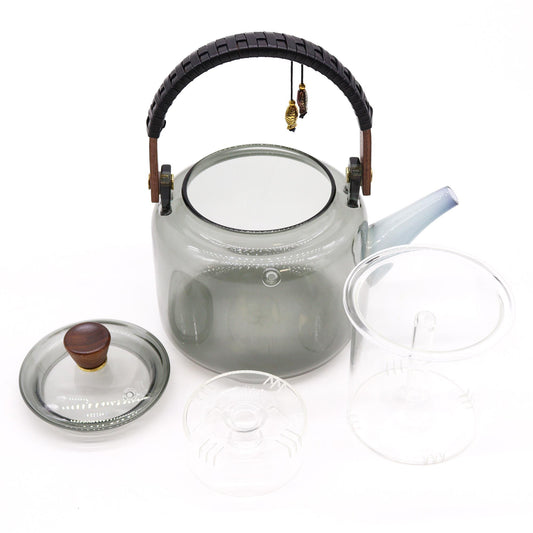 Glass Infuser Teapot - With Steamer System Charcoal - 1000ml