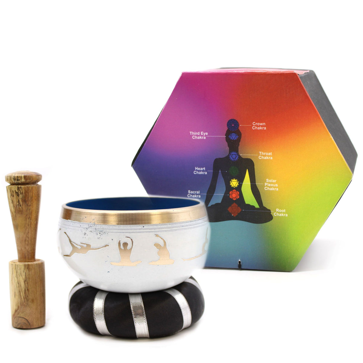 Yoga Moves Singing Bowl Set – White/Blue (10.7cm)
