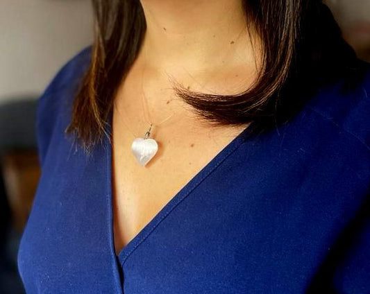 Selenite Heart Pendant