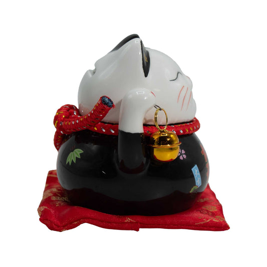 Ceramic Money Cat Bank - Black on Cushion