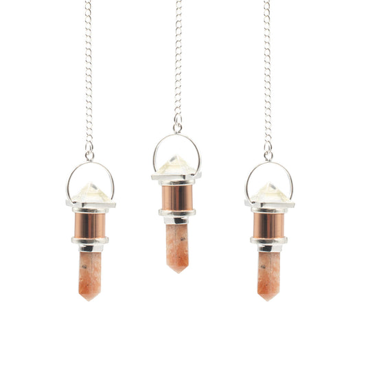 The Moon Chamber- Combo Piece Copper Pendulum - Clear Quartz & Sunstone