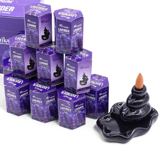 Pack of 10 Masala Backflow Incense - Lavender
