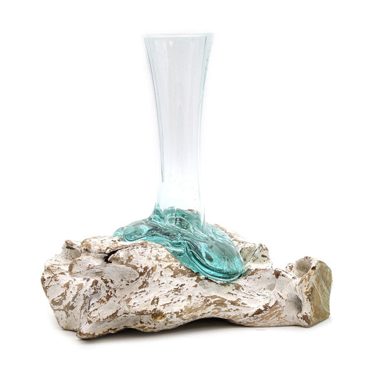 Molten Glass on Whitewash Wood - Vase - Medium