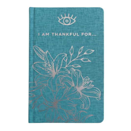 Blue Gratitude Journal with Silver Lining - 120 pages - I am Thankful For