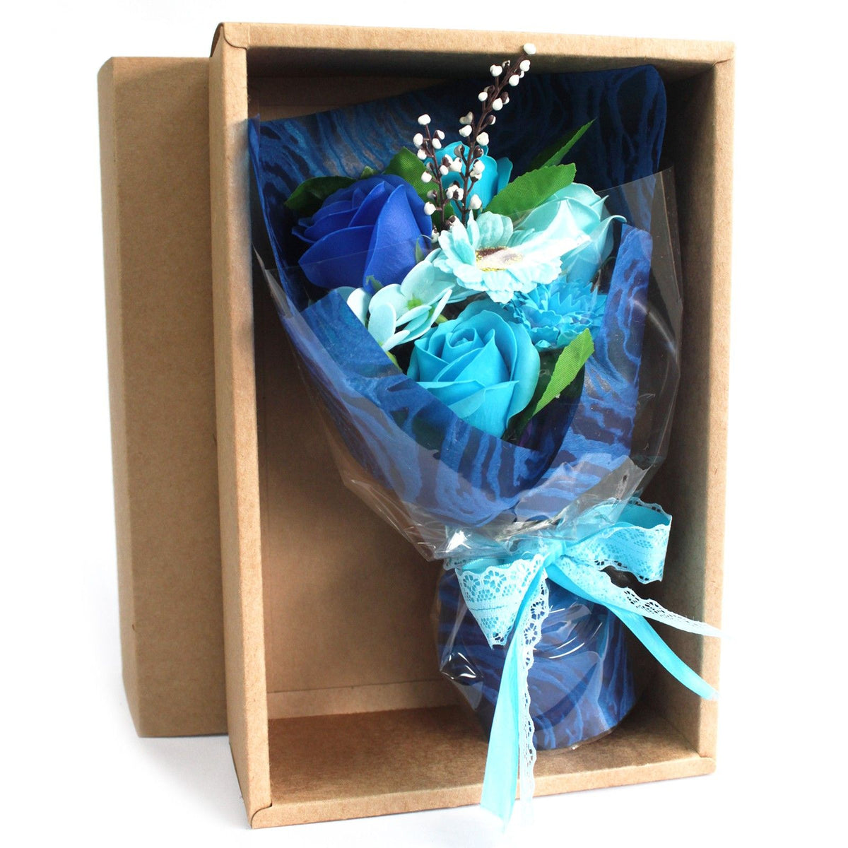 Blue Boxed Hand Soap Flower Bouquet - Special