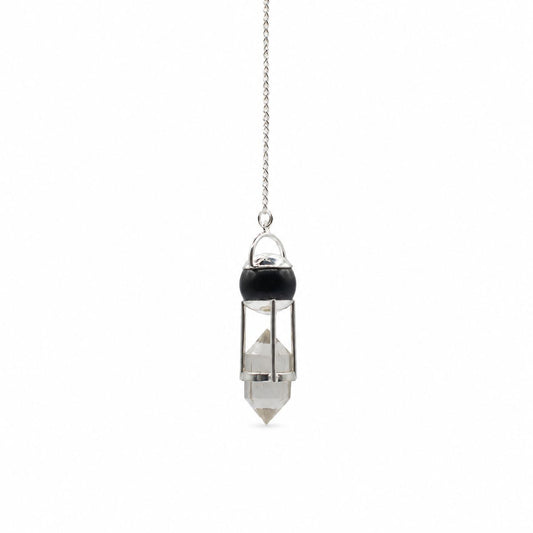 Shadow Seer - Double Power Pendulum - Obsidian Globe - Clear Quartz Double Terminated