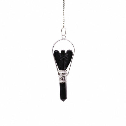 Angel Pendulum with Ring- Black Agate
