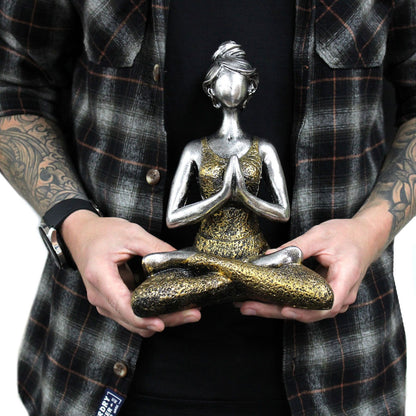 Yoga Lady Figure -  Silver & Gold 24cm