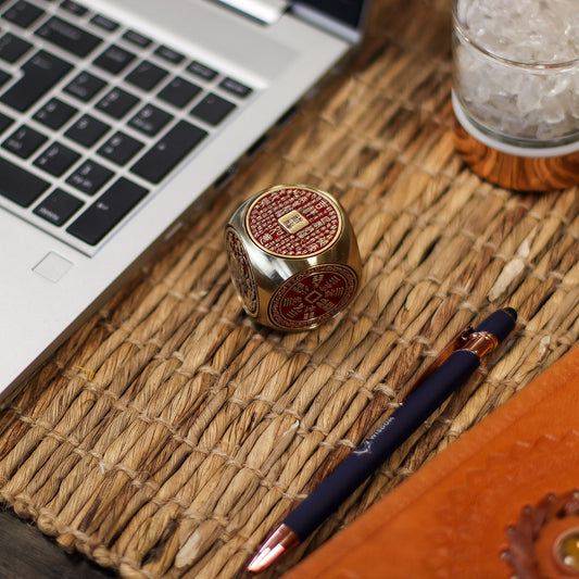 Feng Shui Fortune - Red & Brass Prosperity Cube - Flat