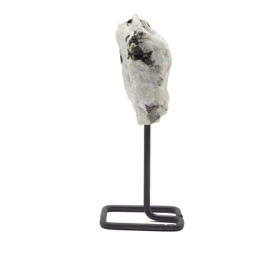Mineral Specimen on Metal Stand - Rainbow Moonstone