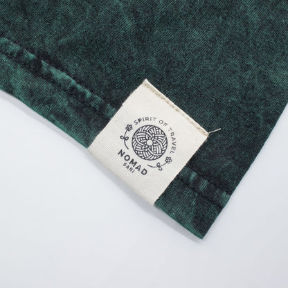 Nomad Sari Stonewashed Cotton T-Shirt - Tree of Life - Green - XL