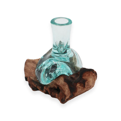 Molton Glass Small Flower Vase on Wood