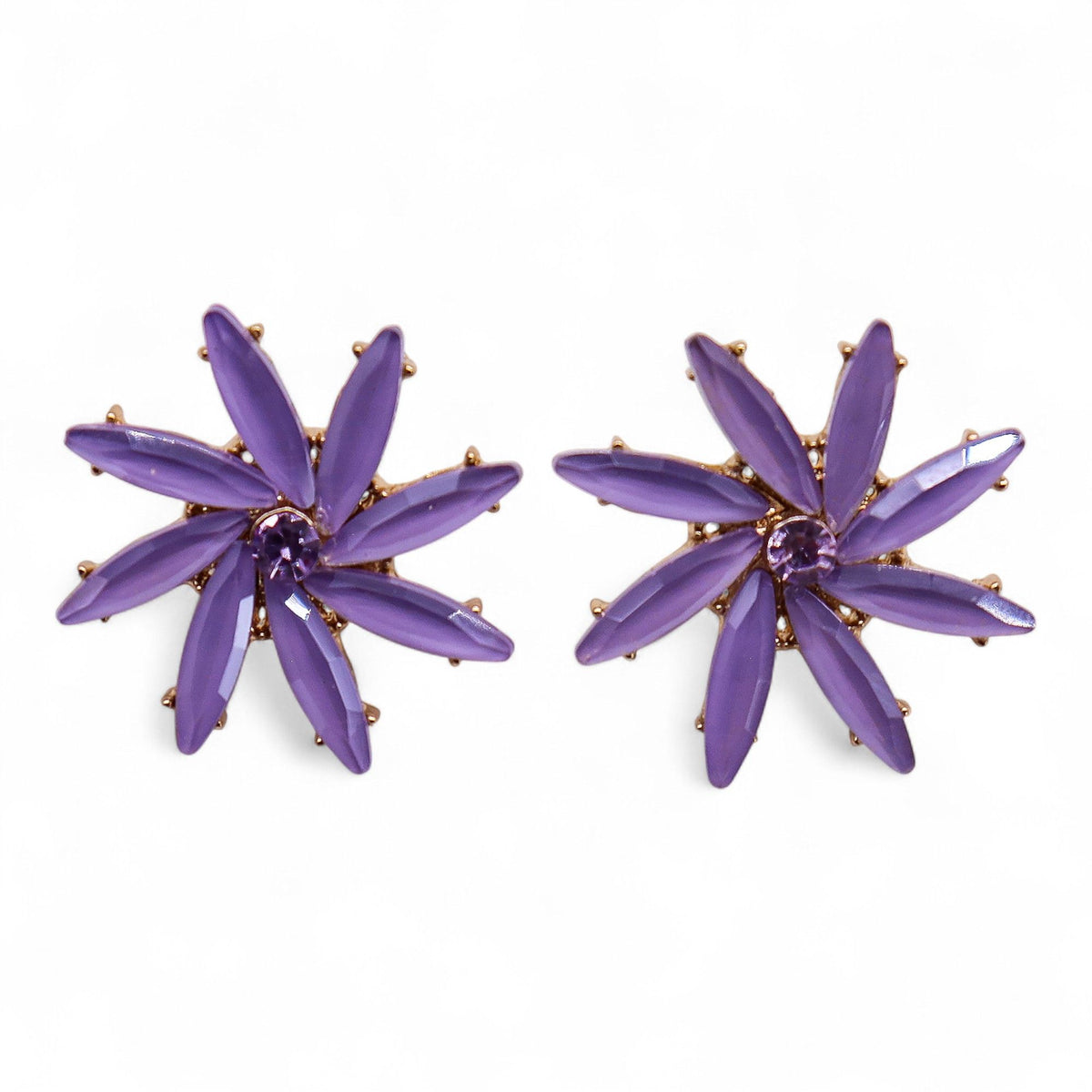 Lavender - Vintage Glass - Flowers - Earrings