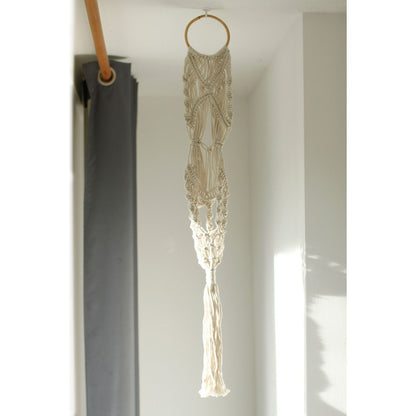 Macrame Pot Holder - Long With Ratten Hoop