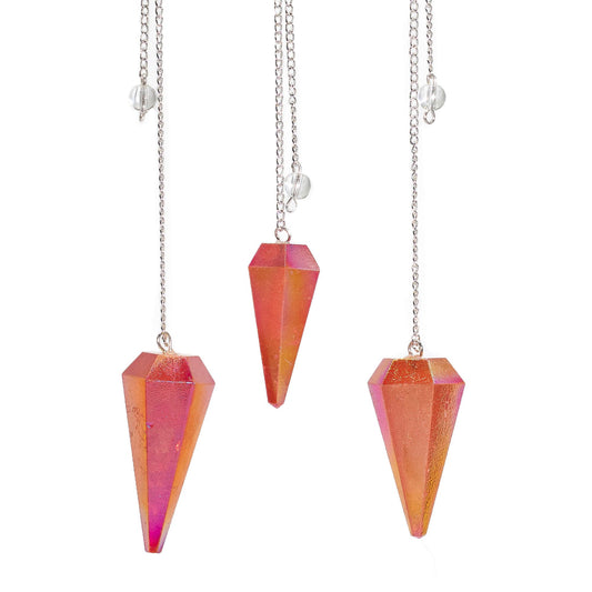 Six Sided Pendulum - Aurora Crystal Peach - 4cm