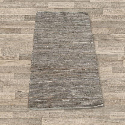 Small Indian Handloom Cotton Rug - Charcoal