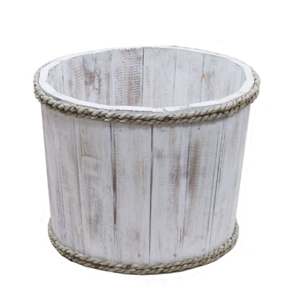 Small Wooden Storage Tub – Whitewash