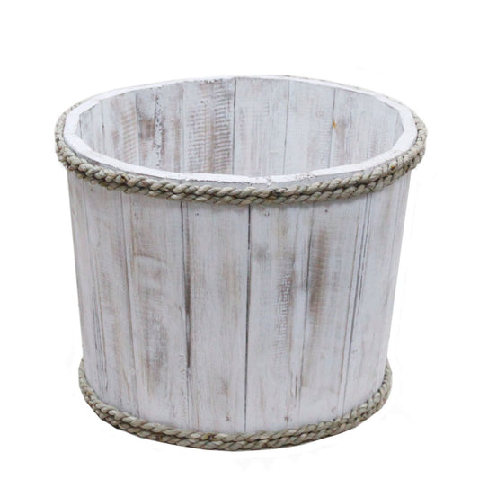 Small Wooden Storage Tub – Whitewash