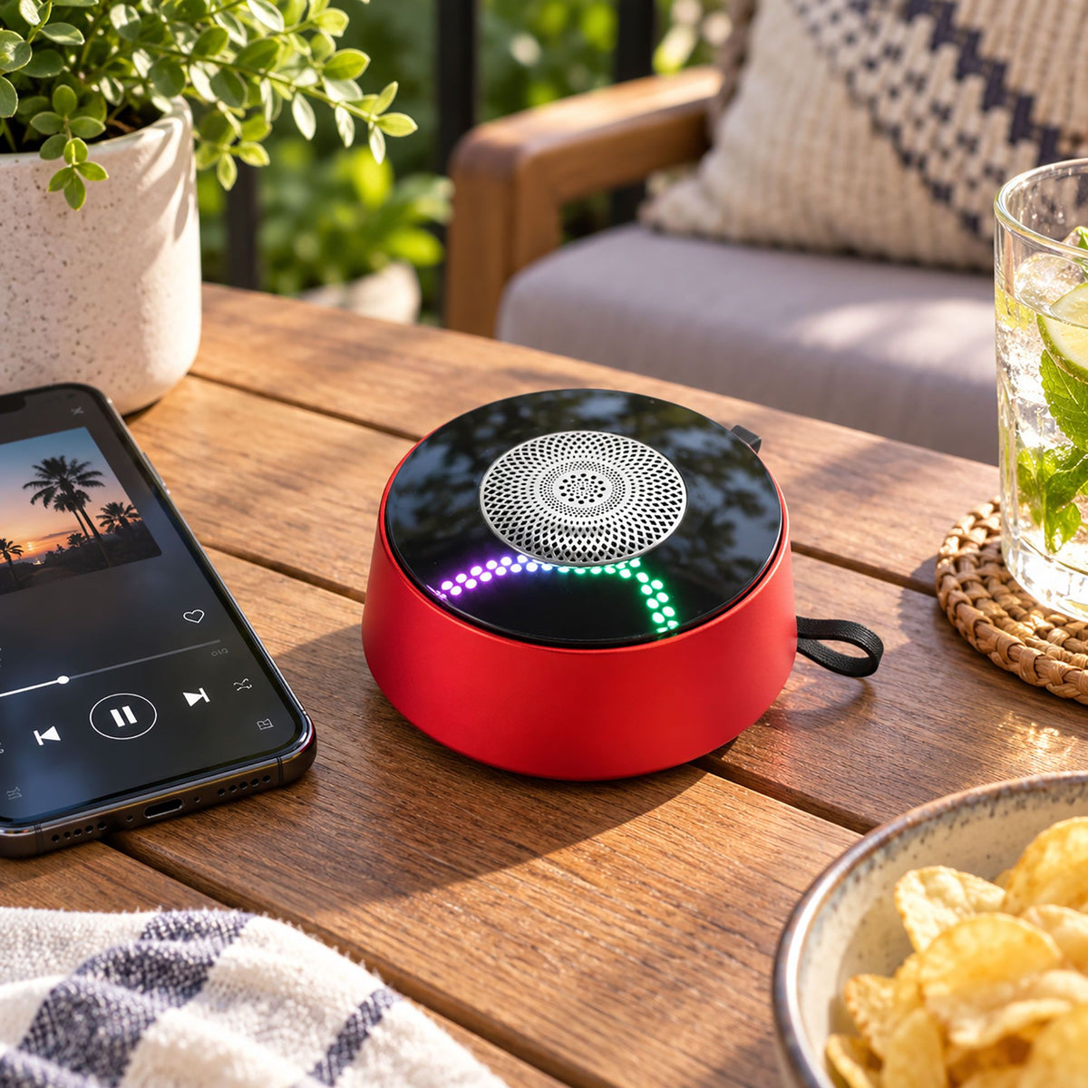 Red Mandala Lighting Effect Mini Speaker
