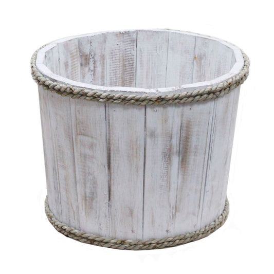 Small Wooden Storage Tub – Whitewash