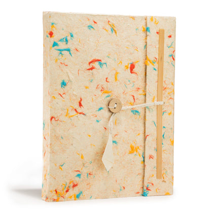Lokta Mixed Colour Cotton Notebook – Large (21x15cm) – 45 Leaves – Includes Bookmark
