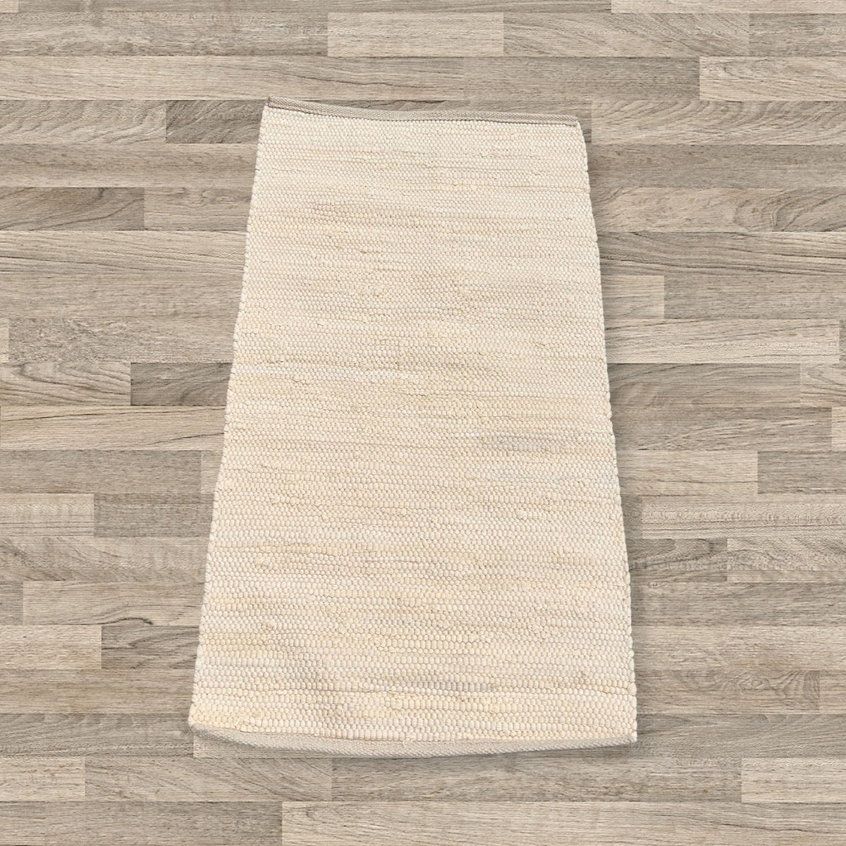 Small Indian Handloom Cotton Rug - Cream