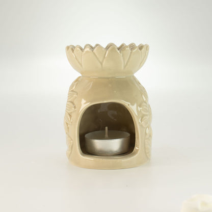 Ceramic Sunflower Oil Burner - Pastel Beige