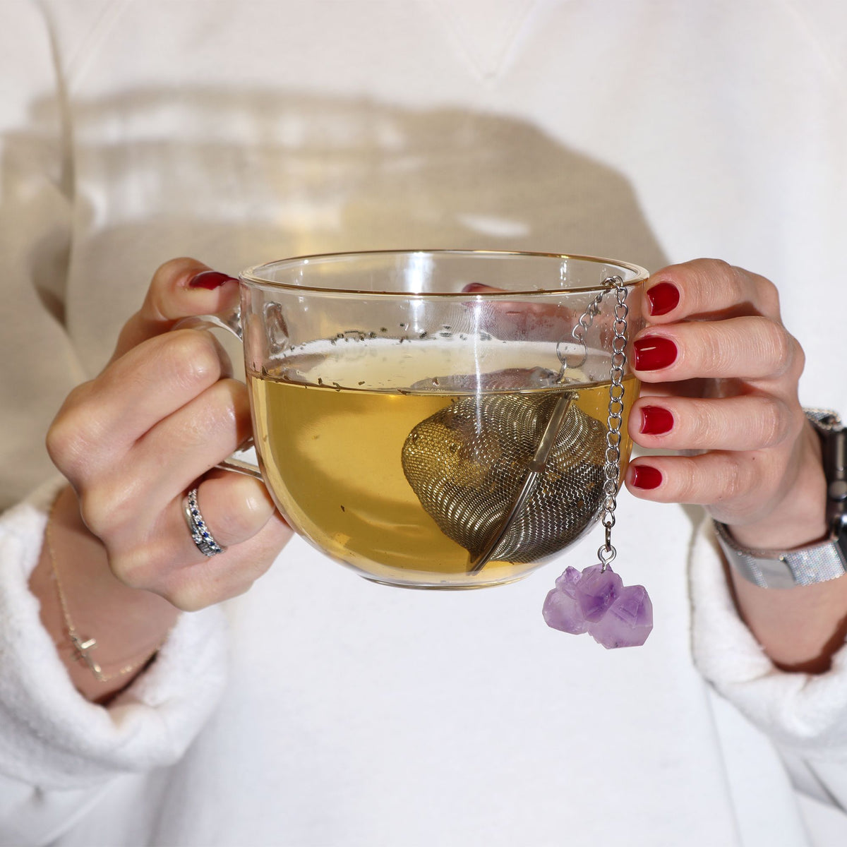 Raw Crystal Gemstone Tea Strainer - Rock Quartz