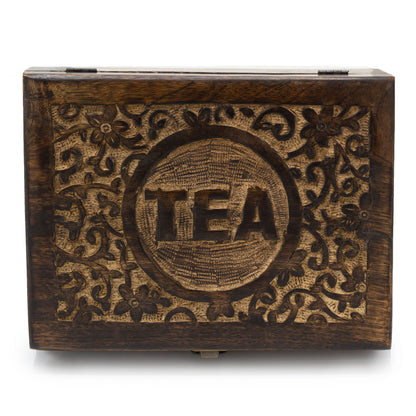 Mango Carved Tea Box - ( 12 compartments)
