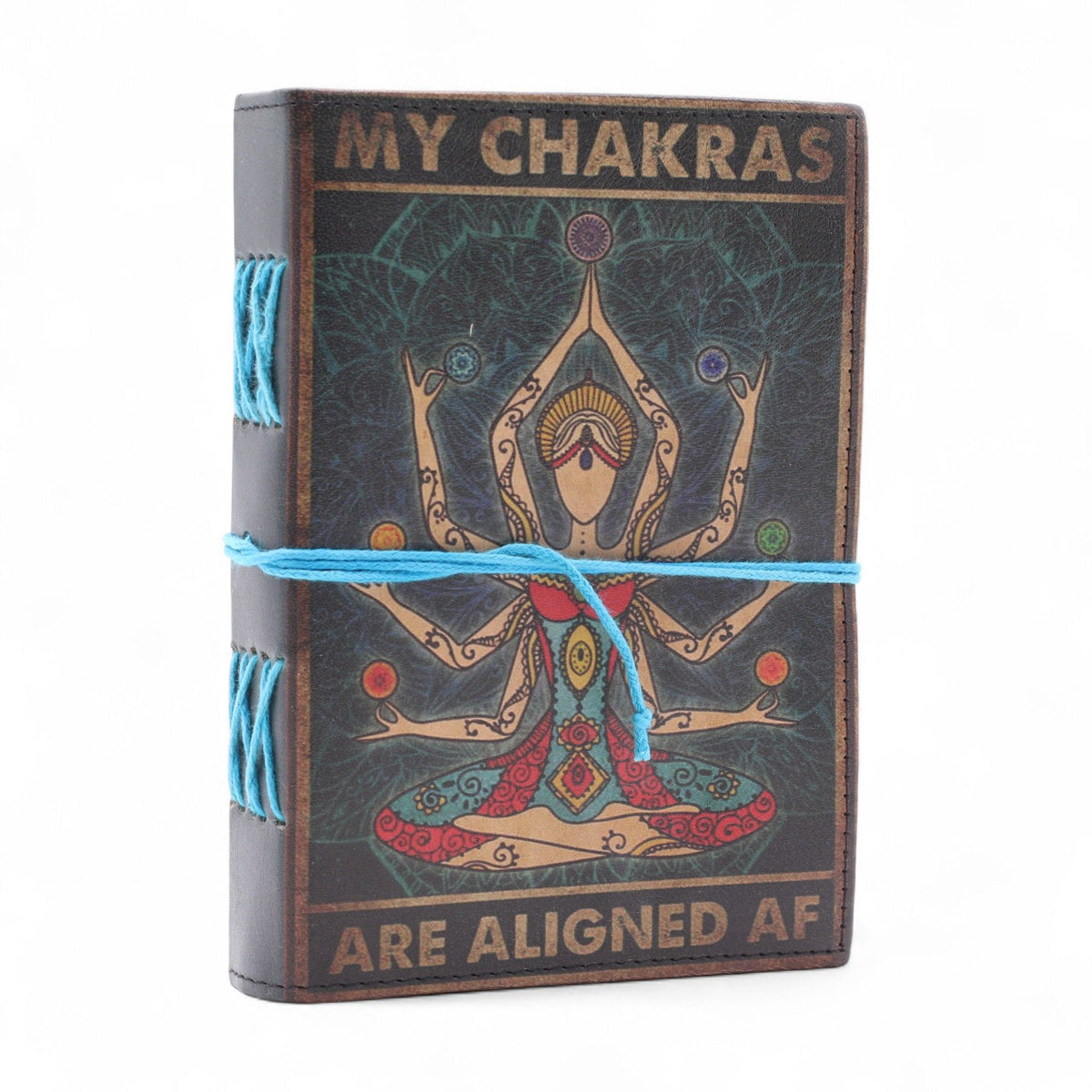Leather Printed Notebook – My Chakras Are Aligned AF - 17.8×12.7 cm