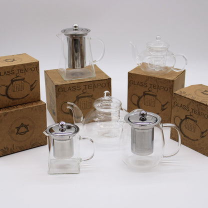 Glass Infuser Teapot - Gift Boxed - Round Pearl - 800ml