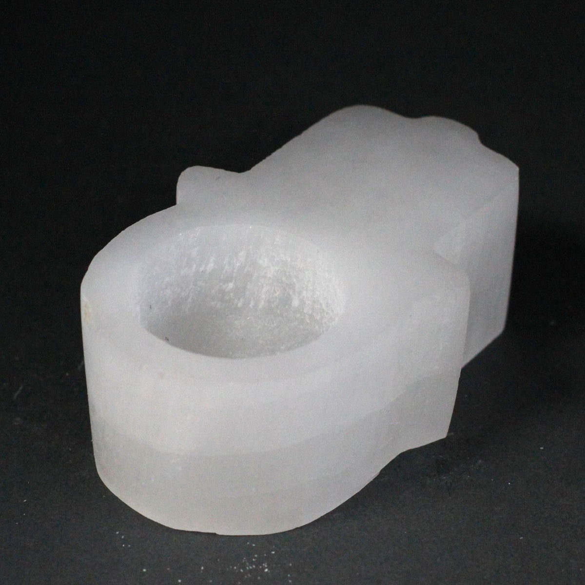 Selenite Hamsa Candle Holder 