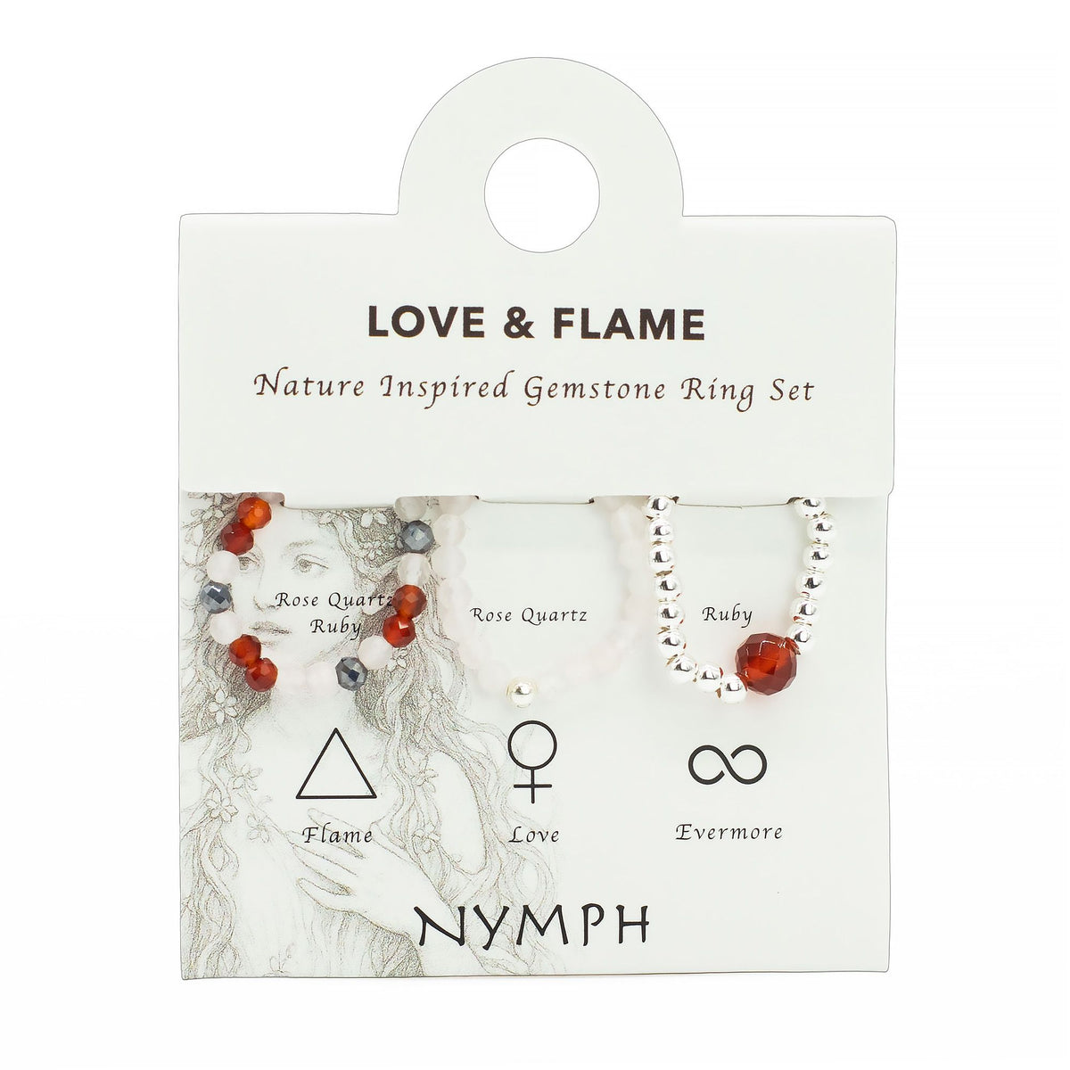 Nymph Spirit Gemstone Ring Set - Love & Flame
