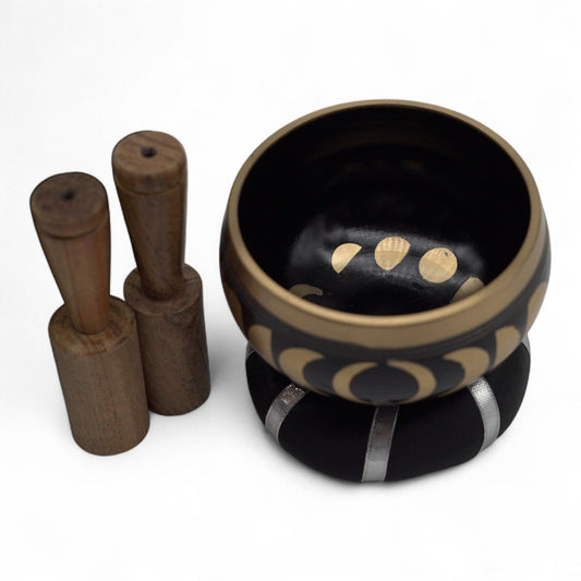 Moon Phase Singing Bowl Set – Black (10.7cm)