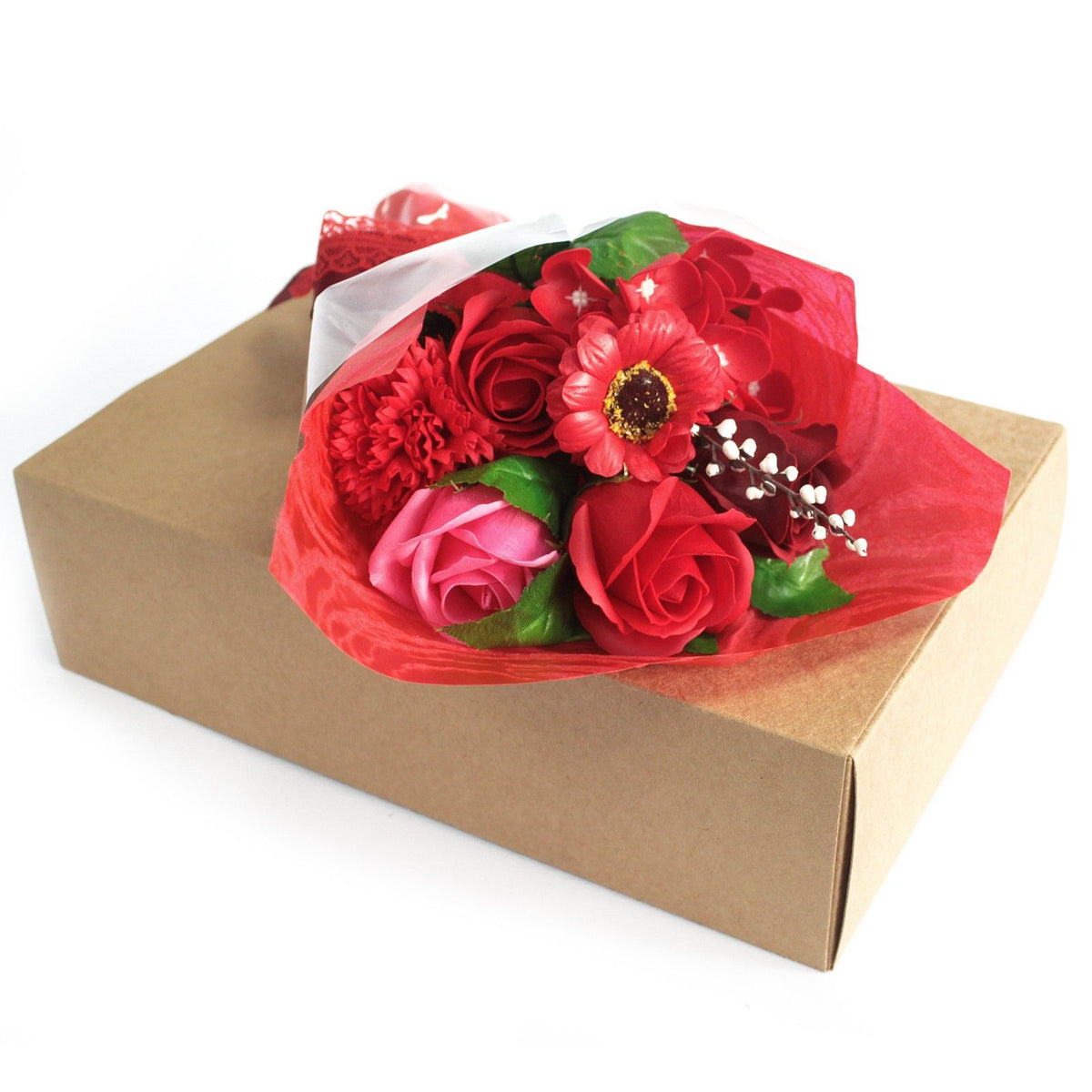 Red Boxed Hand Soap Flower Bouquet - Special