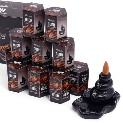 Pack of 10 Masala Backflow Incense - Oudh
