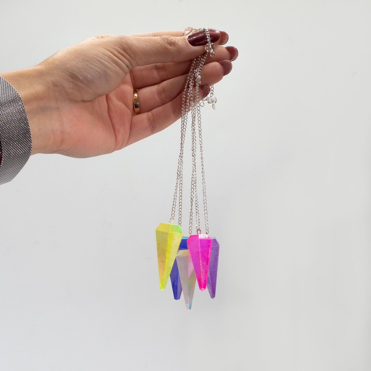 Six Sided Pendulum - Aurora Crystal Pale Green - 4cm