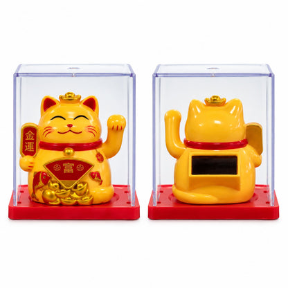 Mini Solar Powered Money Cat in Box - Yellow