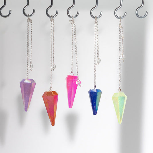 Six Sided Pendulum - Aurora Crystal Blue - 4cm