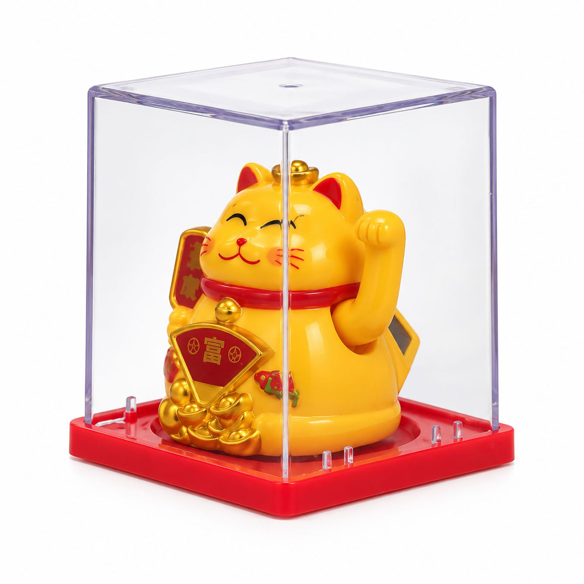 Mini Solar Powered Money Cat in Box - Yellow