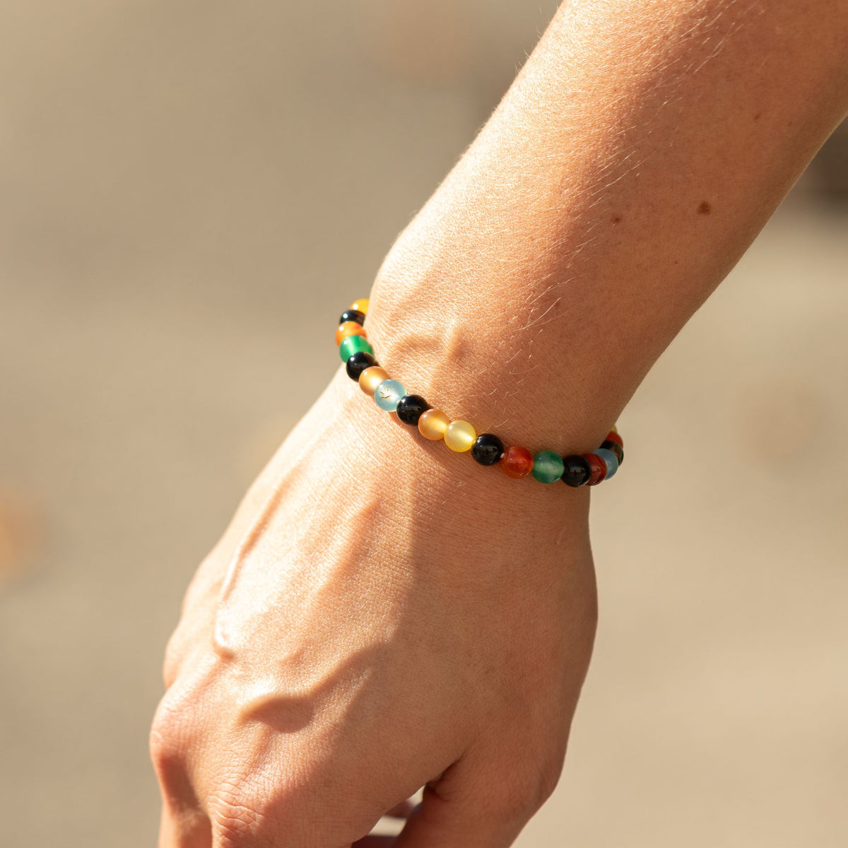 Petite Power Bracelet (17cmx6mm) - Rainbow Jade