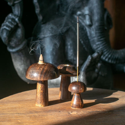 Set of 3 Incense Cone Mushrooms ((10cm 9cm 8cm)