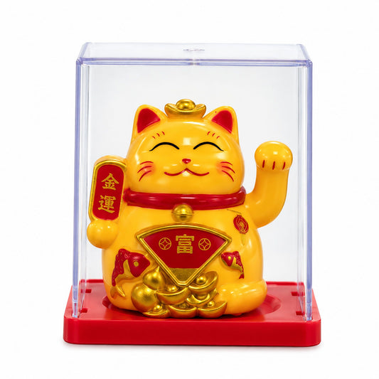 Mini Solar Powered Money Cat in Box - Yellow