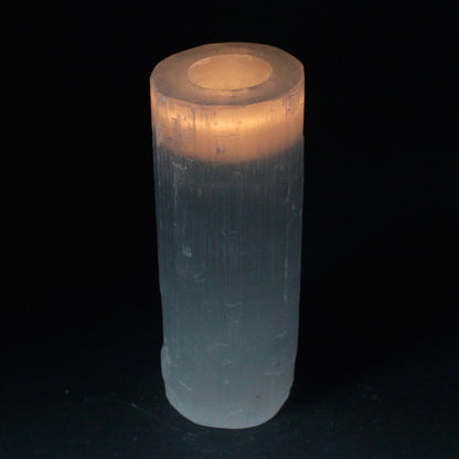 Selenite Cylinder Candle Holder - 20 cm