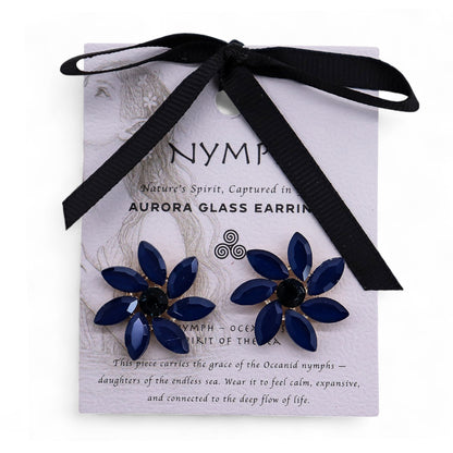 Royal Blue - Vintage Glass - Flowers - Earrings