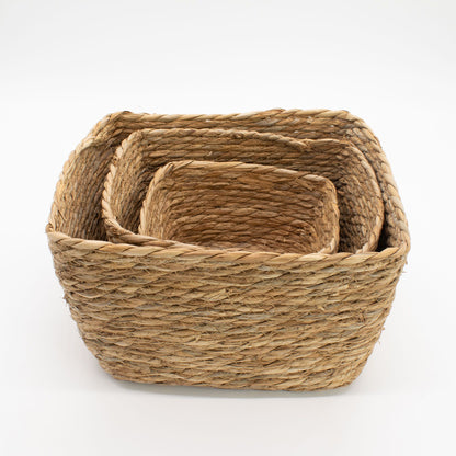 Seagrass Square Baskets - Natural - Set of 3