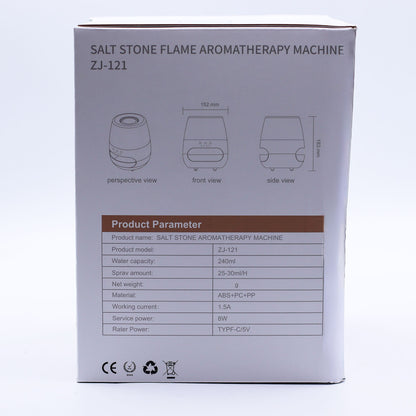 Salt Stone Flame Effect Aroma Diffuser  - White USB - Colour Change and Timer